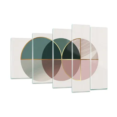 Produktbild von Bilder auf glas - 5 Teile - Abstraktion Räder Minimalismus - 150x100cm - Glasbilder - Wandbilder - Bilder - Wanddekoration aus Glas - Glas Bilder - Wandbild auf Glas - GEG150x100-4399