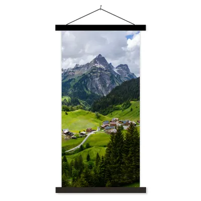 Produktbild von MuchoWow® Textilposter Berge in Österreich 90x180 cm mit schwarzem Rahmen - Dekoration Wohnzimmer