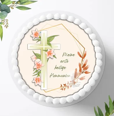 Produktbild von Für die Geburtstags Torte ein Tortenaufleger, Zuckerbild mit dem Motiv: Kommunion, Essbares Foto für Torten, Fondant, Ø 20cm, 0179c