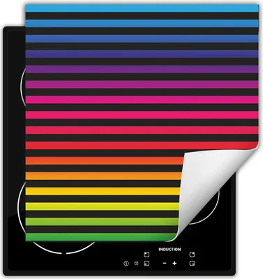Image de DarHaus Plaque de recouvrement pour cuisinière 60x52 cm Tapis antidérapant Enroulable, multicolore - Rayures