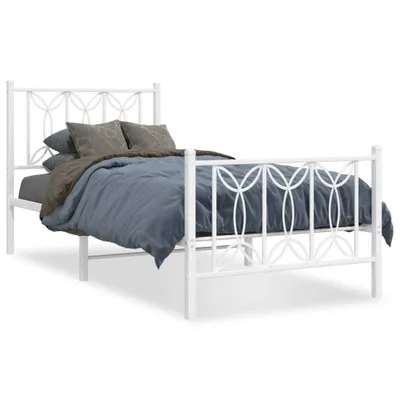 Obrázek produktu pro vidaXL Postel s čelem a podnožkou kovová bílá 75x190 cm