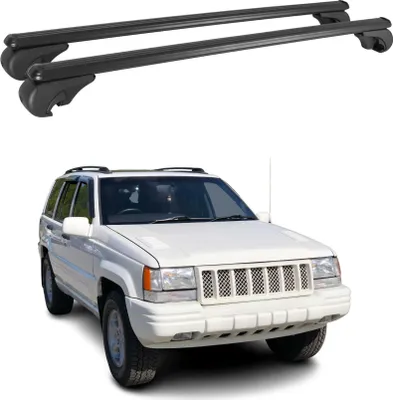Image de Barres de toit Transversales pour Jeep Grand Cherokee 1991-1999 Aluminium Noir