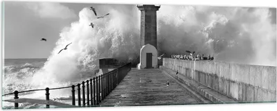 Produktbild von Bilder auf glas - Einteilig - Laterne Meer Portugal - 90x30cm - Glasbilder - Wandbilder - Bilder - zum Aufhängen bereit - Wanddekoration aus Glas - Glas Bilder - Wandbild auf Glas - GAB90x30-4913