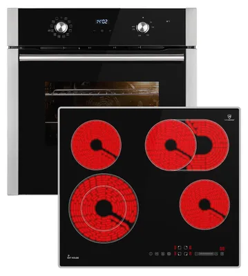 Produktbild von Autarkes Herdset: 60cm Einbaubackofen BO8810SS + 59cm Kochfeld CH5901AL | Grill | Heißluft | Teleskopauszüge | Automatik-Timer | 2-fach Wärmeschutzverglasung | Kindersicherung | SET8810CH59AL