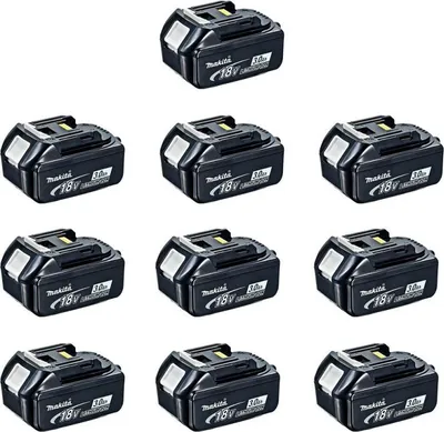 Image de Makita Batterie Set 10x BL 1830 B 18 V 3,0 Ah / 3000 mAh Li-Ion ( 10x 197599-5 ) avec affichage LED - original, pas de copie