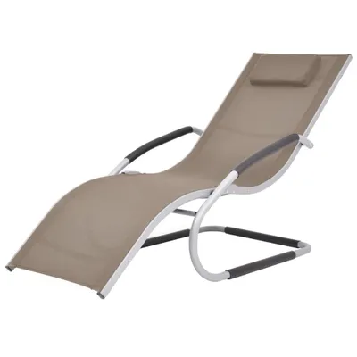 Image de Transat "Living Store" avec coussin, en aluminium et textiline, couleur taupe