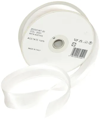 Satin-Schrägband 25/5/5 mm, weiß, 20 m