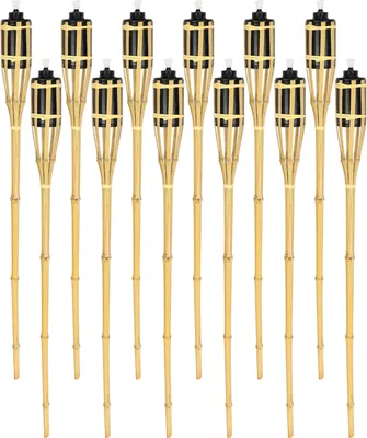 Immagine prodotto di Jopassy 60x torce da giardino set di lampade di bambù torcia olio stoppino 90cm torce ad olio per torcia fiamme festa decorazione