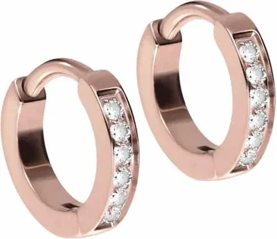 Produktbild von Titan Ohrclicker Creolen EINGEFASSTE KRISTALLE RoséGold Innendurchmesser: 7 mm