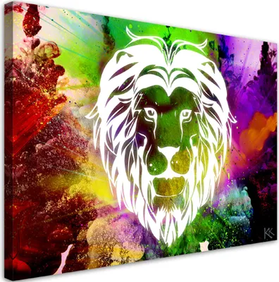 Produktbild von Leinwandbild Bunter Löwe Abstraktion 120x80 Feeby Bunt bild für die wand bereit zum aufhängen
