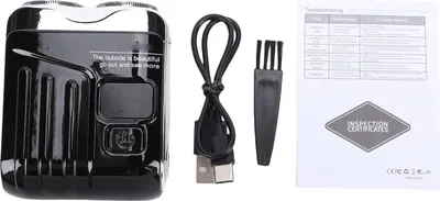 Obrázok produktu pre Elektrický zastrihávač vo vreckovom formáte, rýchle nabíjanie, vodotesnosť IPX5, dvojitá hlava pre suché aj mokré holenie, čierna farba