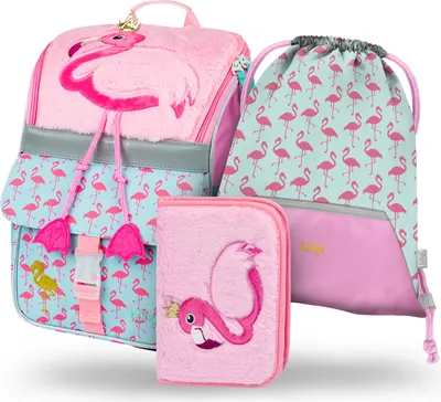 Produktbild von BAAGL SET 3 Zippy Flamingo: Aktentasche, Federmäppchen, Tasche