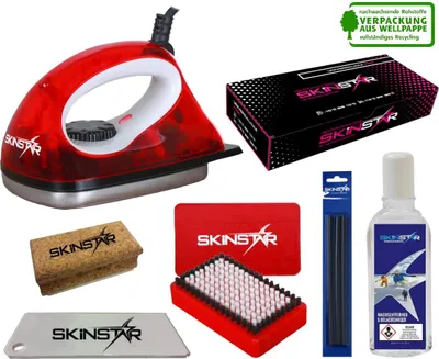 Image de Kit de fartage SkinStar 7 pièces avec fer à fart pour ski alpin, ski nordique et snowboard