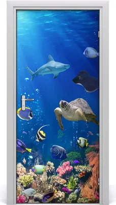 Produktbild von Tulup Türaufkleber 95x205 cm Dekorative Aufkleber Selbstklebend Wasserdichte Tapete Abnehmbar Schlafzimmer Wohnzimmer Wohnkultur - Korallenriff