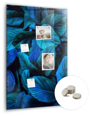 Produktbild von Dekorative Magnettafel 60x90 cm - Magnetwand - für Fotos, Karten und Notizen - Fotowand - Memoboard - Magnetpinnwand - Wanddekoration - Exotische Blätter