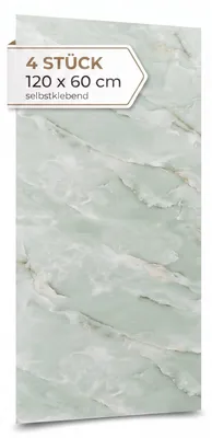 Produktbild von Dalsys 4x Wandverkleidung selbstklebend 60x120cm Marmoroptik Salbeigrün - PVC Wandpaneele, flexible Wandverkleidung Badezimmer wasserfest, 2,3mm Materialstärke, Spritzschutz Küchenrückwand