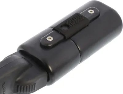 A close-up view of a black bicycle lock mechanism.