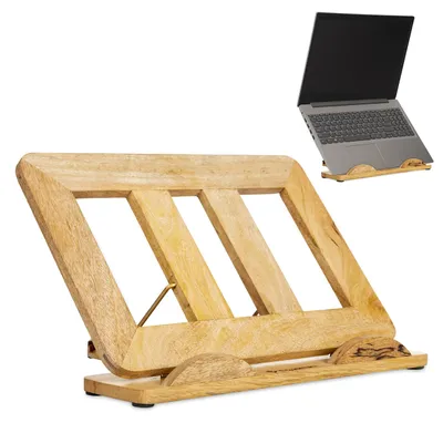 Immagine prodotto di Omgoods - Supporto ergonomico per laptop in legno - Supporto regolabile per tablet da utilizzare sulla scrivania