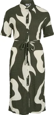 Produktbild von VILA Legeres Hemd Kleid mit Kragen und Flammen Print Design Größe: S