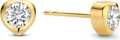 Produktbild von New Bling 9NBG-0464 Gouden Oorknopjes - Dames - Zirkonia - Hartje - 4 x 5 mm - 14 Karaat - Goud