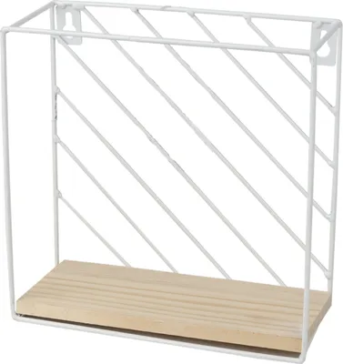 Produktbild von Wandregal quadratisch 19 x 19 x 9cm, Metall, Holz, weiß