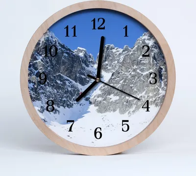 Produktbild von Holzuhr 30fi cm wanduhr - Berg Winterlandschaft