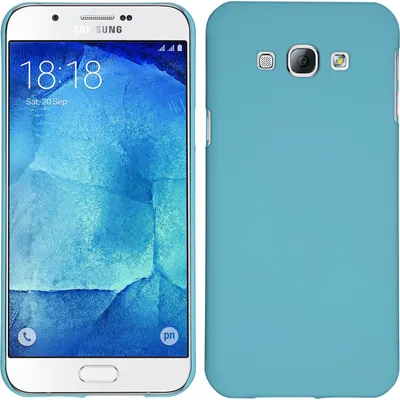 Produktbild von PhoneNatic Case kompatibel mit Samsung Galaxy A8 (2015) - Hülle hellblau gummiert Hard-case + 2 Schutzfolien