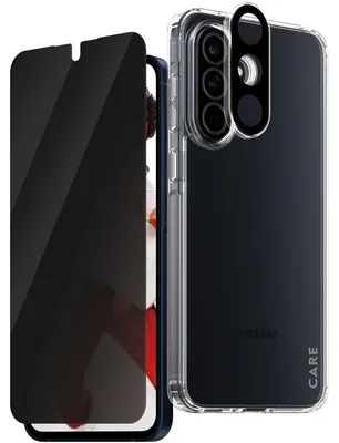 Obrázok produktu pre PanzerGlass ® | CARE by ® Flagship 3-in-1 Privacy Bundle Samsung Galaxy A56 5G, Samsung, Samsung - Galaxy A56 5G, Suché aplikovanie, Odolné proti poškriabaniu, Odolný proti nárazom, Priehľadná, 1 kusov