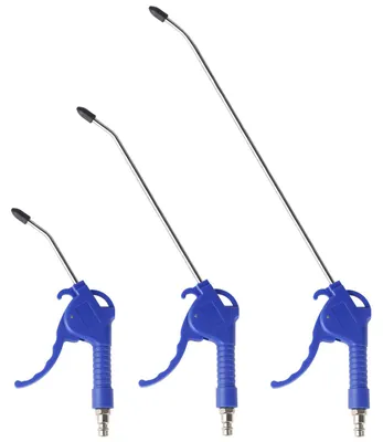 Zdjęcie produktu dla Pistolet do przedmuchiwania 8 bar, 3 dysze 95 mm, 295 mm i 490 mm, przyłącze 1/4 cala, tworzywo, do garażu