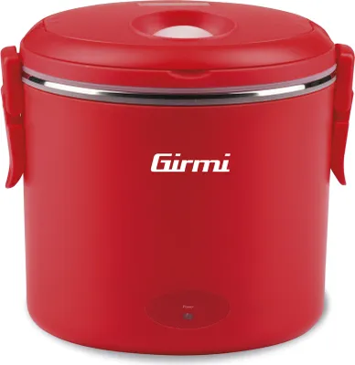 A red slow cooker with the brand name 'Girmi' printed on it, set against a white background.