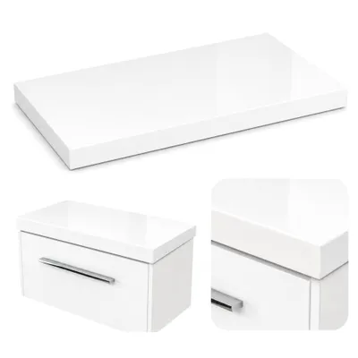 Obrázek produktu pro paplinskimoebel Umyvadlová deska Bílá vysoce lesklá lakovaná Umyvadlová konzola pro umyvadlo na desku 60 x 40 x 3,6 cm Pracovní deska pro umyvadlo na desku