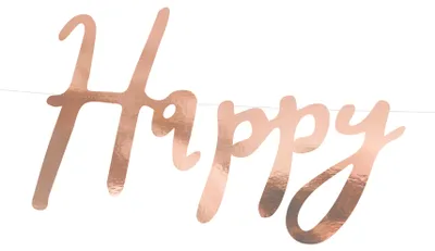 Produktbild von Happy Birthday Schriftzug Girlande 16x62cm rosegold metallic