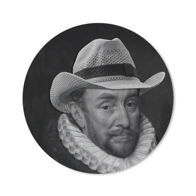 Produktbild von MuchoWow® Mauspad Mousepad Porträt von Wilhelm I. - Adriaen Thomasz - Schwarz und Weiß 50x50 cm - Mousepads - Maus Mat - Pad - Mausunterlage - Vinyl