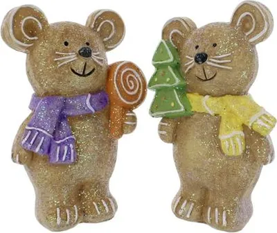 Produktbild von Standdeko Lebkuchenbär - lila/gelb - ca. 10,5 x 5 x 15,5 cm - 1 Stück