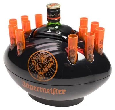 Produktbild von Jägermeister Flaschenkühler Tooterhalter Schwarz Football Shot Kurze Servierer