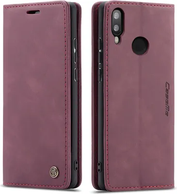 Immagine prodotto di Custodia Huawei P20 Lite, Custodia retrò in Finto cuoio, tasche per carte, chiusura magnetica, custodia con funzione stand per Huawei P20 Lite rosso