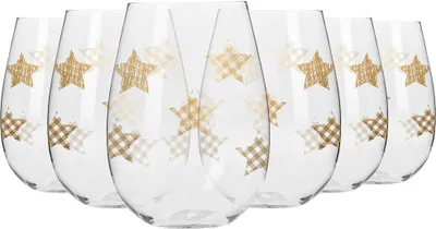 Produktbild von KROSNO Star Sklenice na víno Zlaté hvězdičky, Sada 6, 500 ml