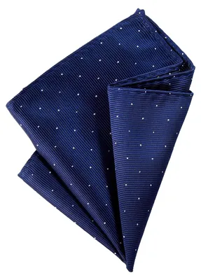 Produktbild von DonDon Herren Hanky 25 x 25 cm edles Einstecktuch für feierliche und besondere Anlässe dunkelblau mit silbernen Punkten