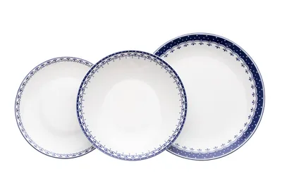 Obrázek produktu pro Talířová souprava, český porcelán, HyggeLine, modrá, Leander, 12 d. Bez monogramu: Bez monogramu