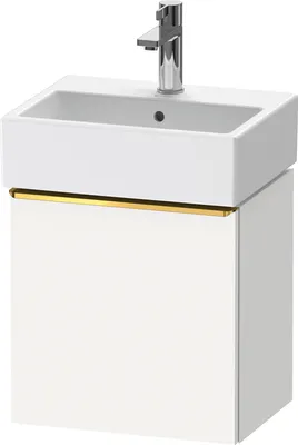 Image de Duravit D-Neo, sous-lavabo en console suspendu, 434x440x322mm, 1 porte, charnières à gauche, avec poignée or poli, DE4217L34180000