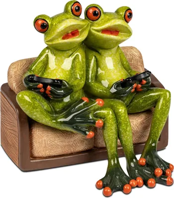 Produktbild von formano Gaming Froschpaar Dekofigur Handbemalte Wohnraumfigur Polyresin 12x11 cm