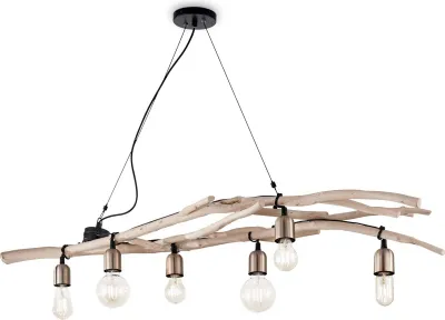 Produktbild von Aufhängung Industrial-Minimal Driftwood Holz Braun 6 Lichter E27