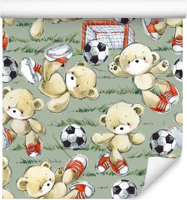 Produktbild von 10m VLIES TAPETE Rolle Kinderzimmer Junge Kinder Fußball Sport Bären XXL