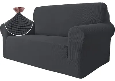 Image de Housse de canapé extensible Elzusha, adaptée aux canapés 2 places, avec base antidérapante