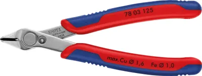 Immagine prodotto di KNIPEX 78 03 125 - Pinze per taglio diagonale - Acciaio - Plastica - Blu/rosso - 12,5 cm - 56 g