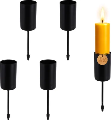 Produktbild von Kerzenhalter 4er Set Metall Schwarz Ø 2,3 cm mit Stab