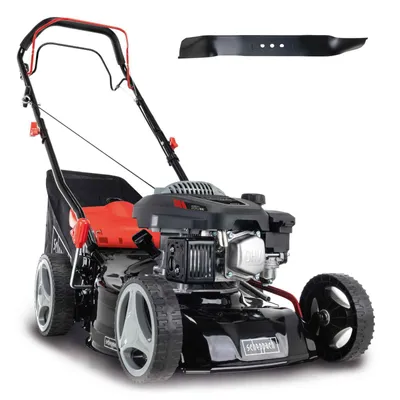 Produktbild von Scheppach Benzin Rasenmäher MS150-42 - 3,5PS | Schnittbreite 42cm | Radantrieb | Reinigung / Mulchen | 45L | 7 Stufen (25-75mm) | inkl. Ersatzmesser