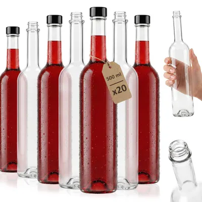 Zdjęcie produktu dla 20 szt. Butelki szklane na alkohol Futura 500 ml NA ZAKRĘTKĘ GPI - Butelka na nalewki, wino, soki, likier