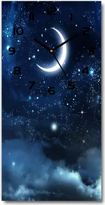Produktbild von Wanduhr aus Glas – 30x60 cm - Glasbild - Glasuhr - Gehärtetes Glas -Sternenhimmel