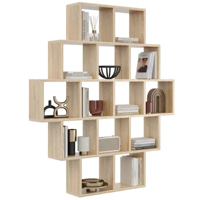 Produktbild von Bücherregal Eiche Sonoma – Moderne Wandbibliothek im skandinavischen Stil für Büro, Wohnzimmer und Kinderzimmer